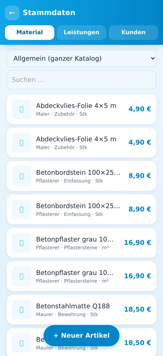 Stammdaten-Katalog